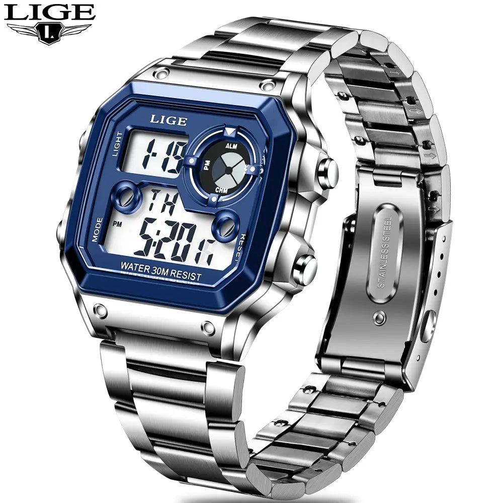 LIGE - Digital - Sport Wristwatch - Mens Waterproof - 2024