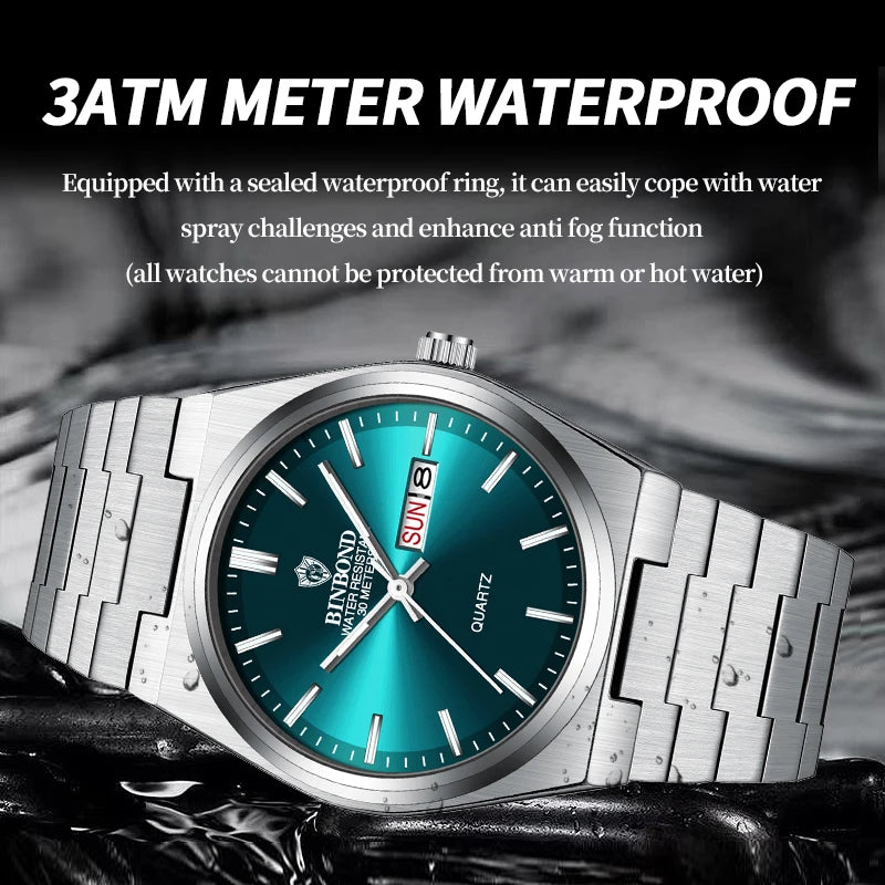 BINBOND - Waterproof - Luminous - Steel Men's Watch - 2024