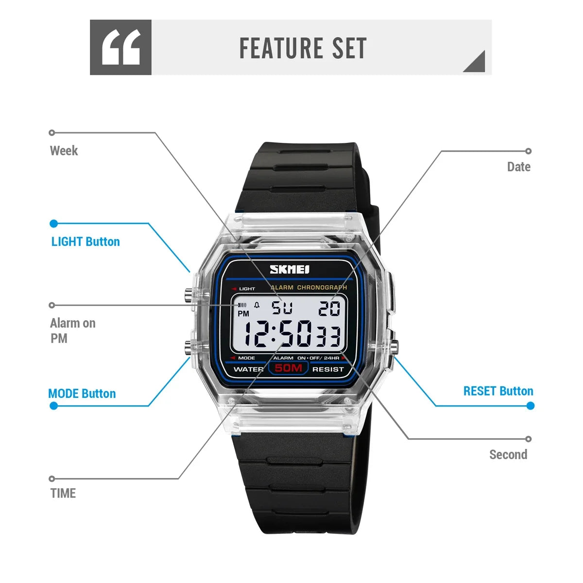 SKMEI - Waterproof - Electronic - Digital Wristwatches - 2024