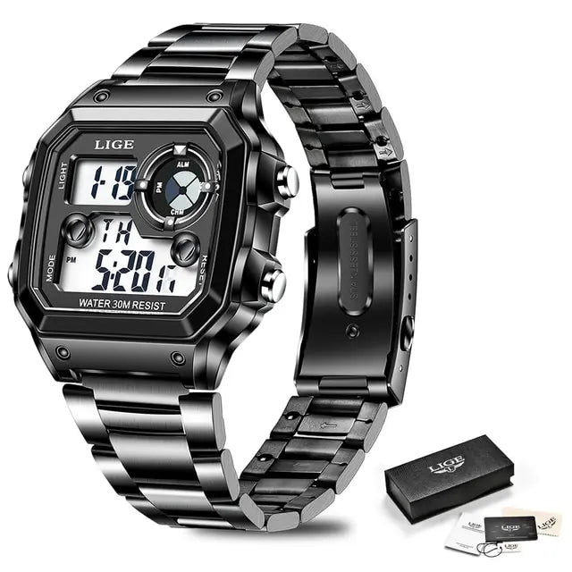 LIGE - Digital - Sport Wristwatch - Mens Waterproof - 2024