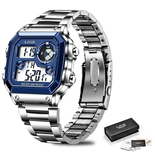 LIGE - Digital - Sport Wristwatch - Mens Waterproof - 2024