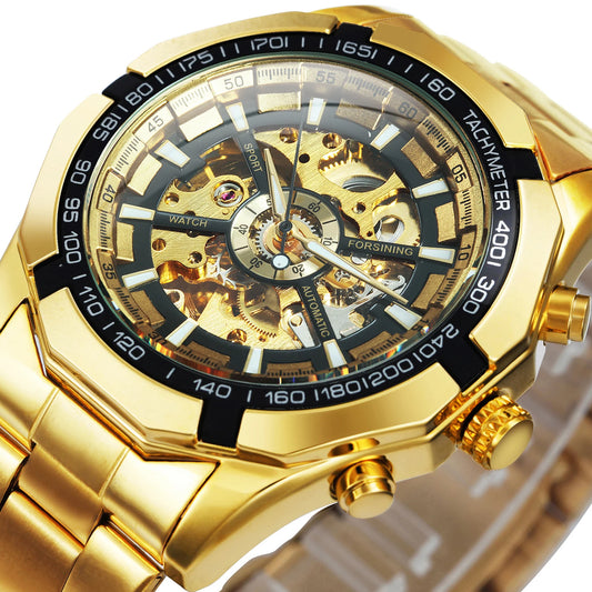 FORSINING - Watch Men - Skeleton Automatic Mechanical - Gold Skeleton Vintage - 2024